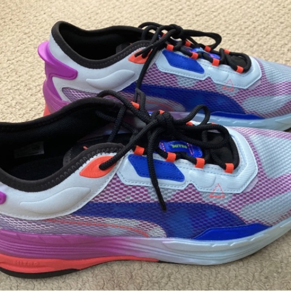 PUMA Men's Blue Fiery Coral Extent Nitro Ultraviolet Sneakers size US 12 Shoes